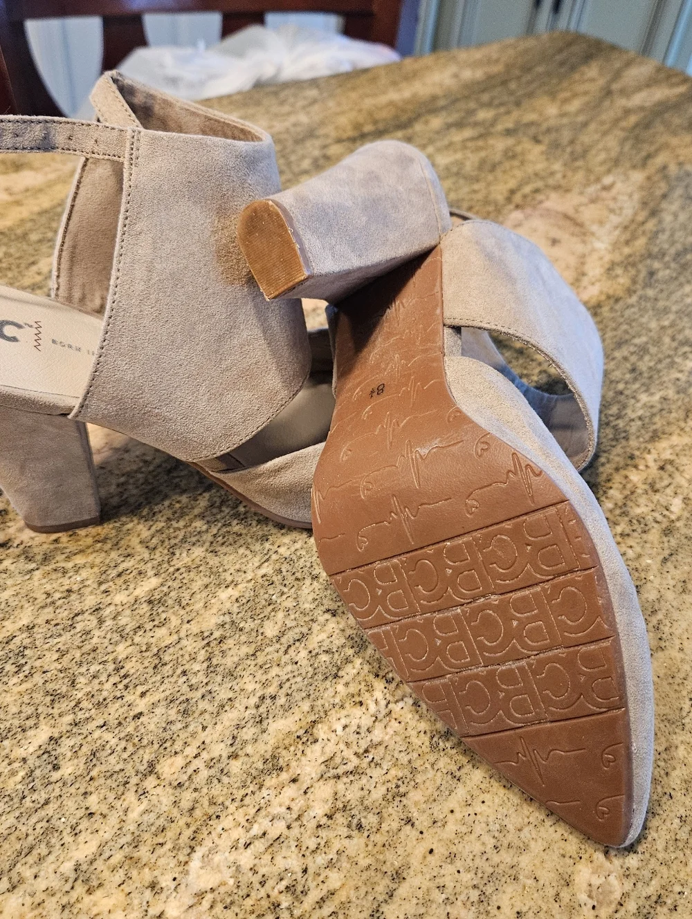 Brand New BC Pointed Ankle-Strap Suede Heels in Taupe 8.5 - Picture 5 of 11